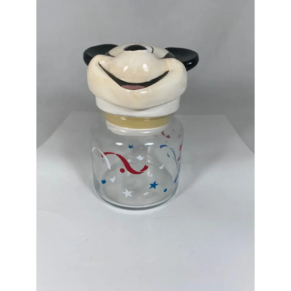 Vintage 90's Walt Disney Mickey Mouse Ceramic Glass Cookie Jars